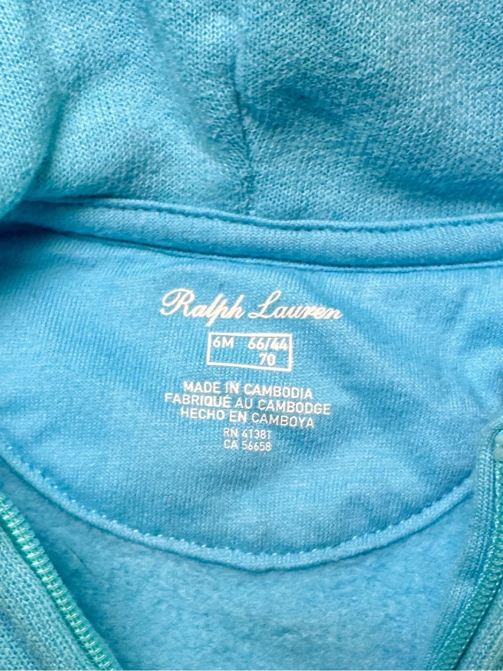 Ralph Lauren Baby Girl Hoodie Jogger Set 6M Pony Logo Zip Sweat Outfit Cotton